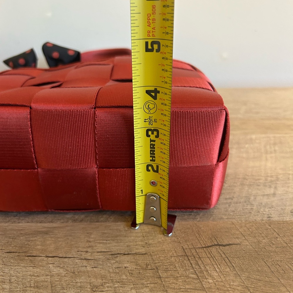 Vintage Unbranded Red Seatbelt Y2K Mini Hand Bag Mini Tote Bow Polka Dot - Picture 15 of 15